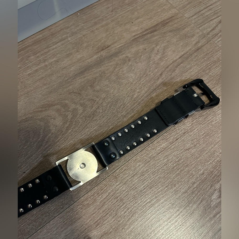 Gianni Versace Vintage Medusa Black Leather Belt with Silver Accents size 30 - Picture 8 of 13